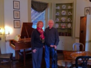Sandy and Duane Heiler in the parlor of the Brookeville White House.